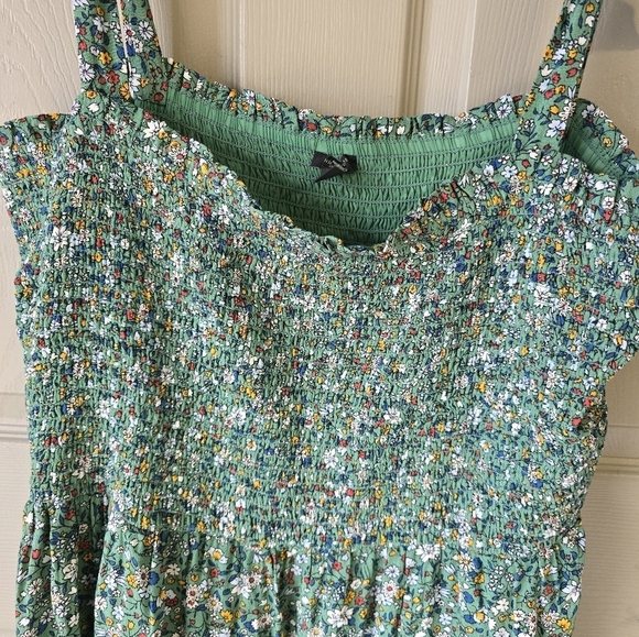 Ann Taylor Dress Women PXL Floral Mixed Print Smocked Waist Tie Shoulder Tie New - Picture 7 of 14